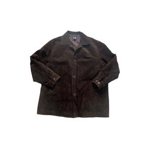 Gap Leather Jacket Men XL Genuine Brown Suede Trucker Western Quilted Liner Coat